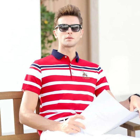 Summer Fashion Striped Polo Shirt Man Cotton Comfortable Business Casual Koala Sydney