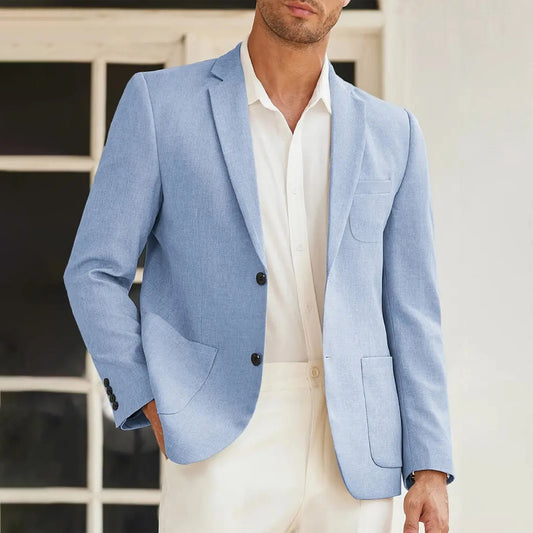 Men's Slim Fit Two-Button Blue Blazer
