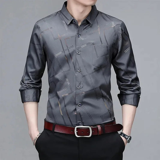 Men’s Casual Printed Long Sleeve Shirt