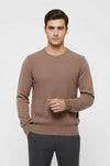 Diamond Pattern Circle Neck Beige Sweater - Wessi