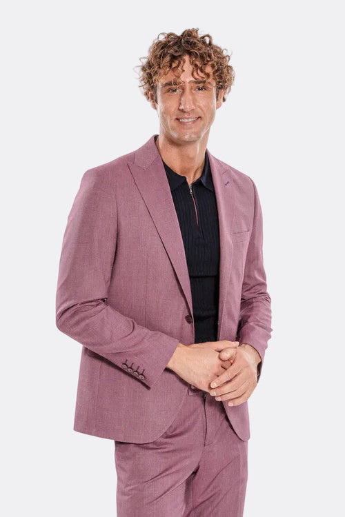 2 Piece Patterned Slim Fit Purple Men Suit - Wessi