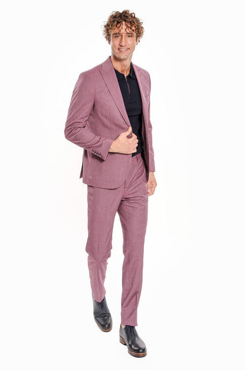 2 Piece Patterned Slim Fit Purple Men Suit - Wessi