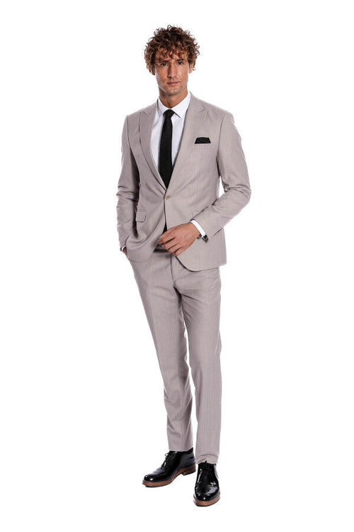 2 Piece Striped Grey Men Suit - Wessi