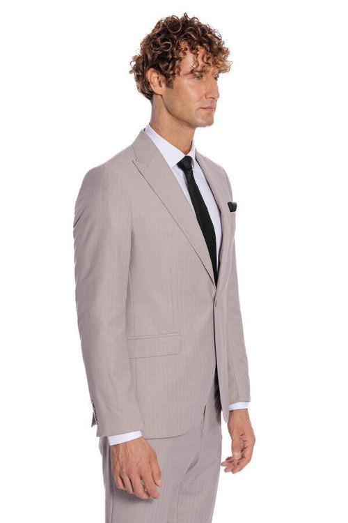 2 Piece Striped Grey Men Suit - Wessi