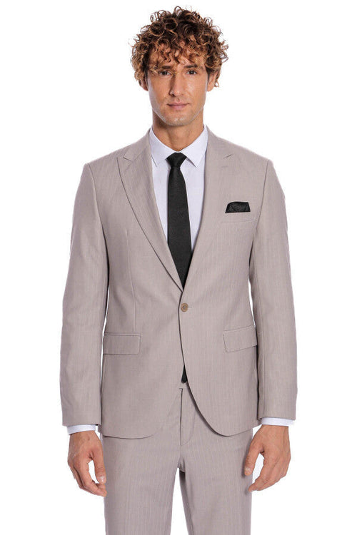 2 Piece Striped Grey Men Suit - Wessi
