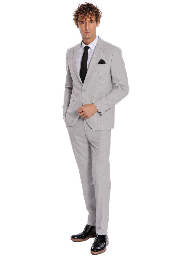 2 Piece Striped Grey Men Suit - Wessi
