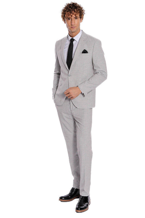 2 Piece Striped Grey Men Suit - Wessi