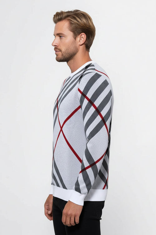 Crew Neck Knitwear Patterned White - Wessi