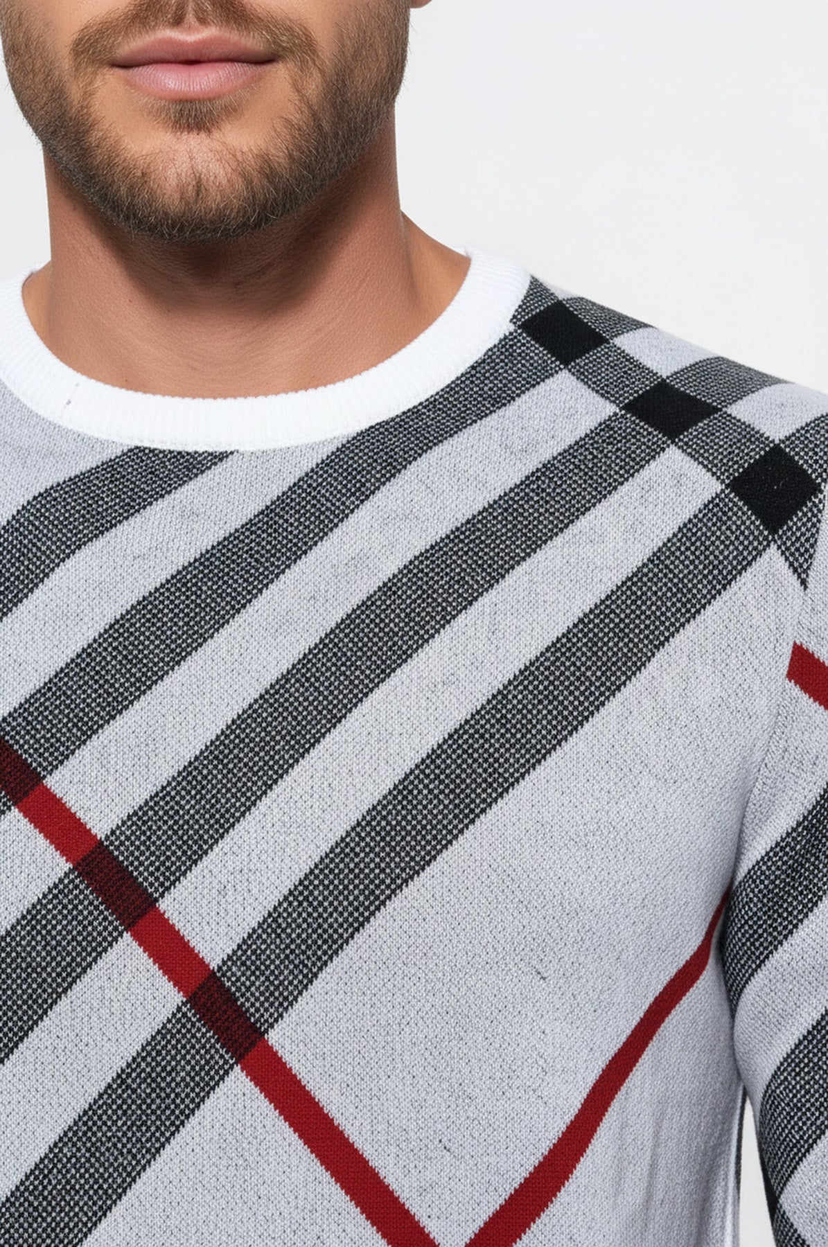 Crew Neck Knitwear Patterned White - Wessi