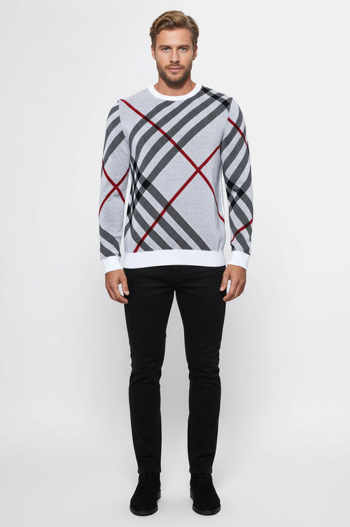 Crew Neck Knitwear Patterned White - Wessi