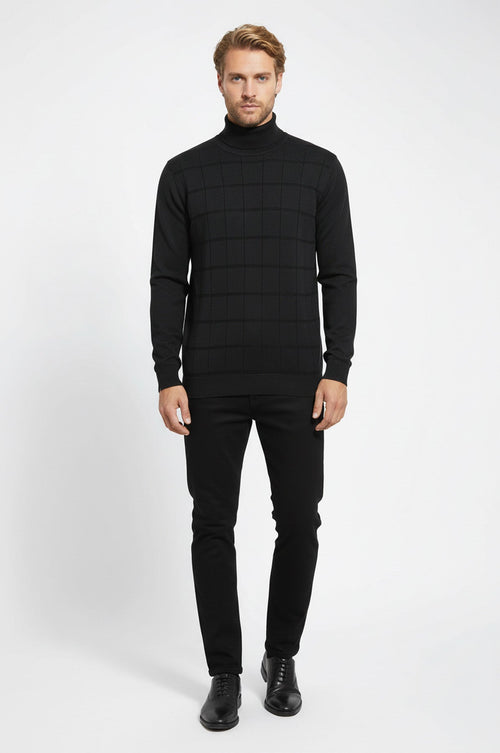 Plaid Half Turtleneck Green Sweater - Wessi