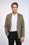 Checked Slim-Fit Light Brown Men Blazer - Wessi