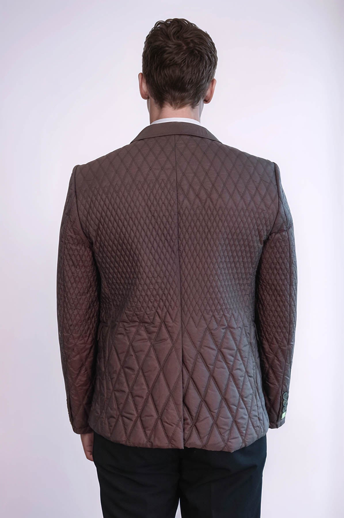 Slim Fit Brown Quilted Blazer - Wessi