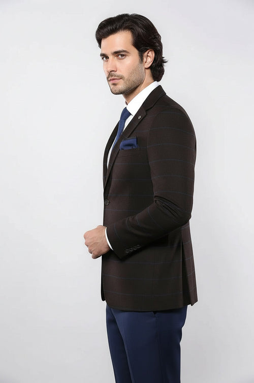 4 Drop Regular Cut Brown Men Blazer - Wessi