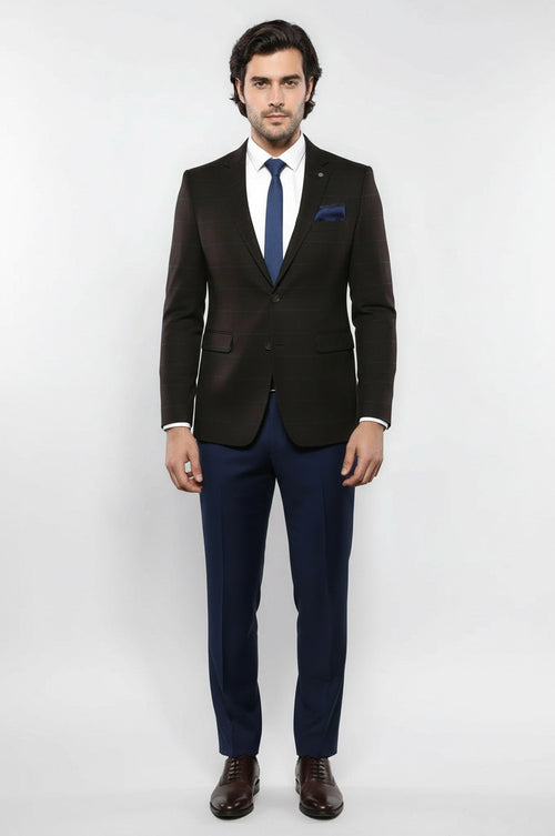 4 Drop Regular Cut Brown Men Blazer - Wessi