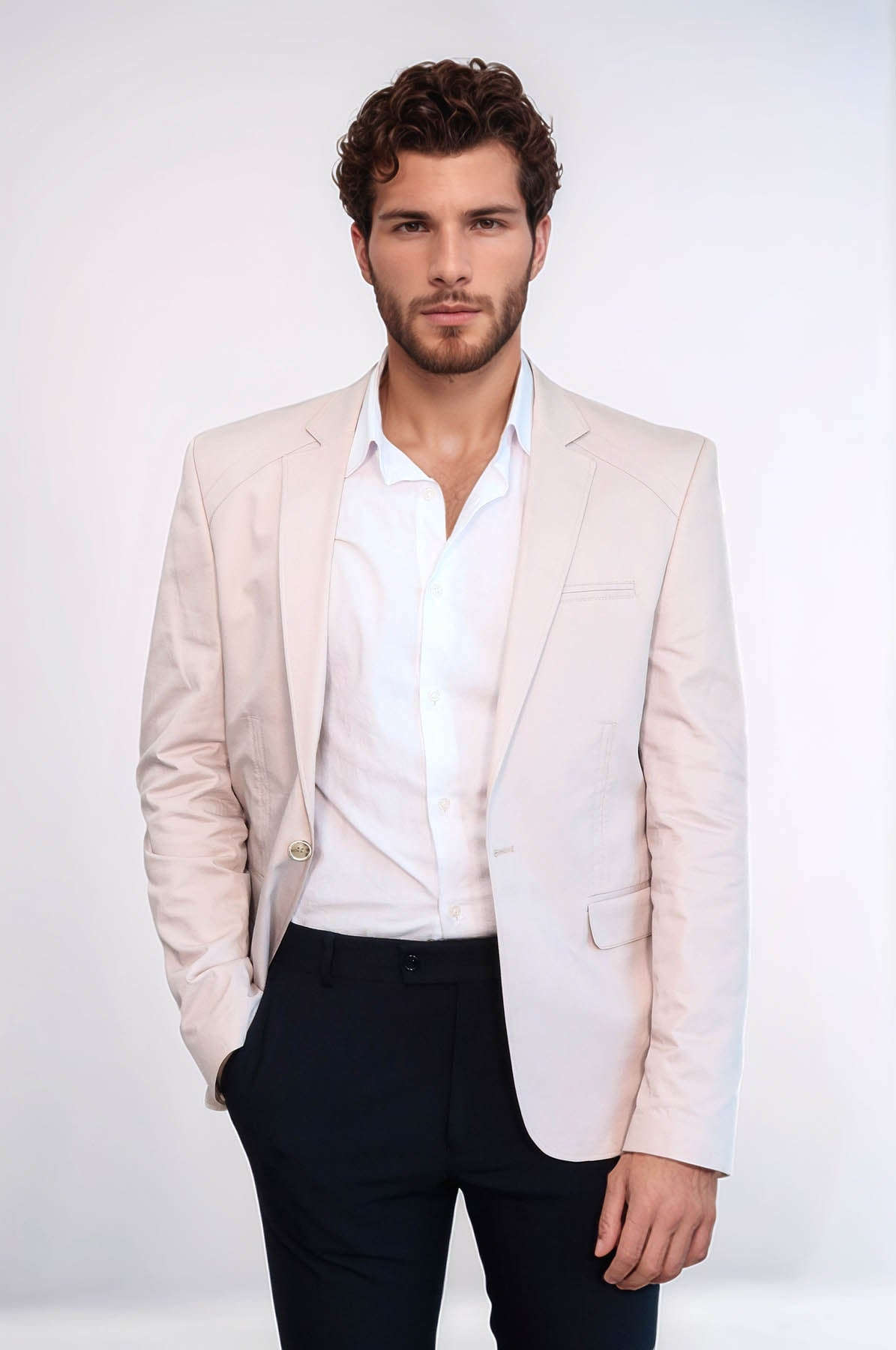 3 pocket Single Button Cotton Grey Jacket-Wessi