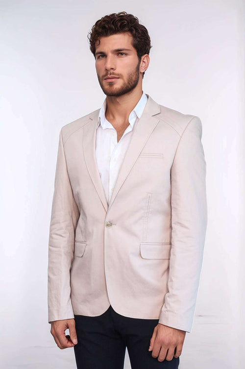 3 pocket Single Button Cotton Grey Jacket-Wessi