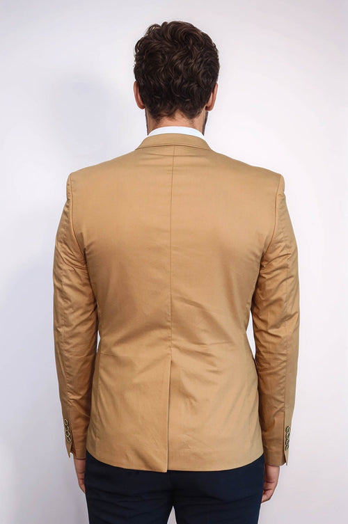3 pocket Single Button Cotton Tan Jacket-Wessi