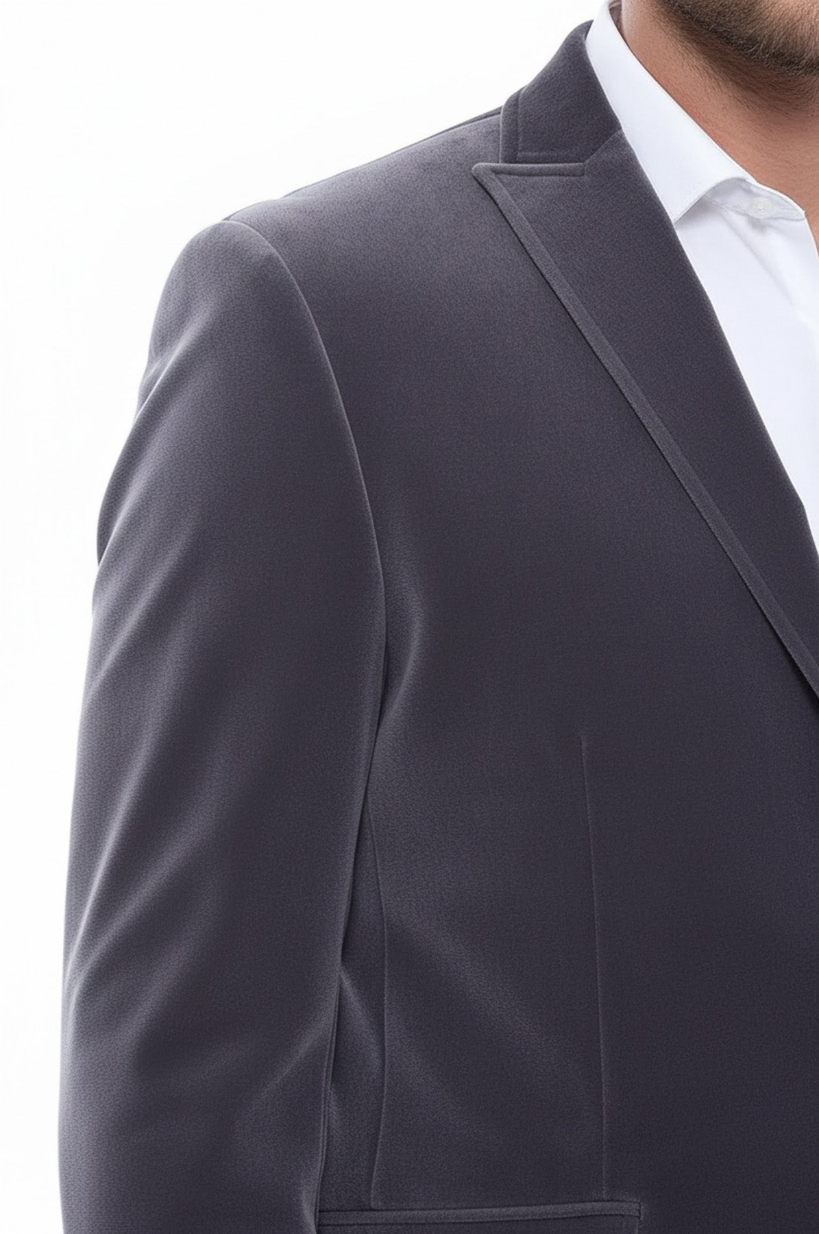 Velvet Slim Fit Grey Men Blazer - Wessi