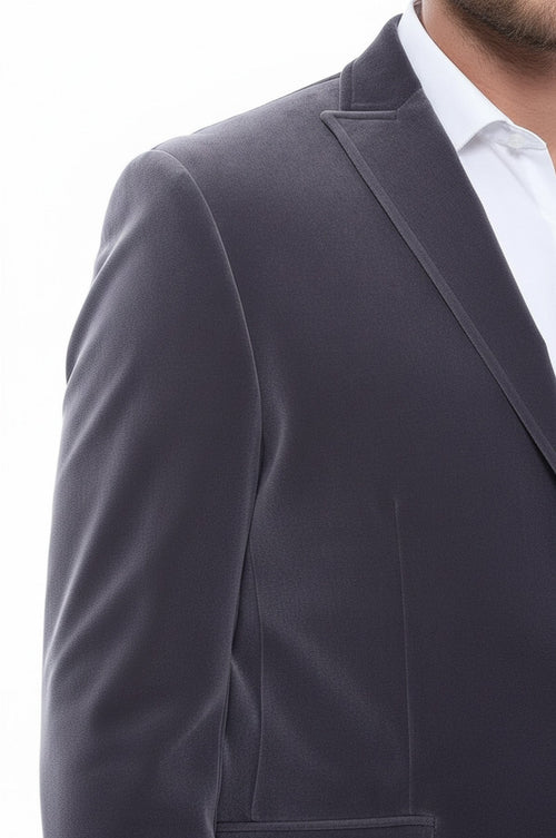 Velvet Slim Fit Grey Men Blazer - Wessi