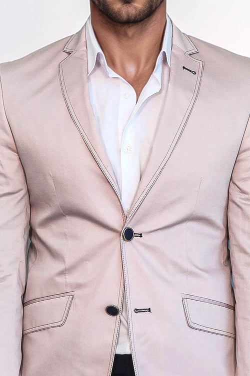 Patched Light Beige Blazer - Wessi