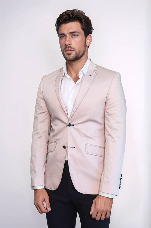 Patched Light Beige Blazer - Wessi