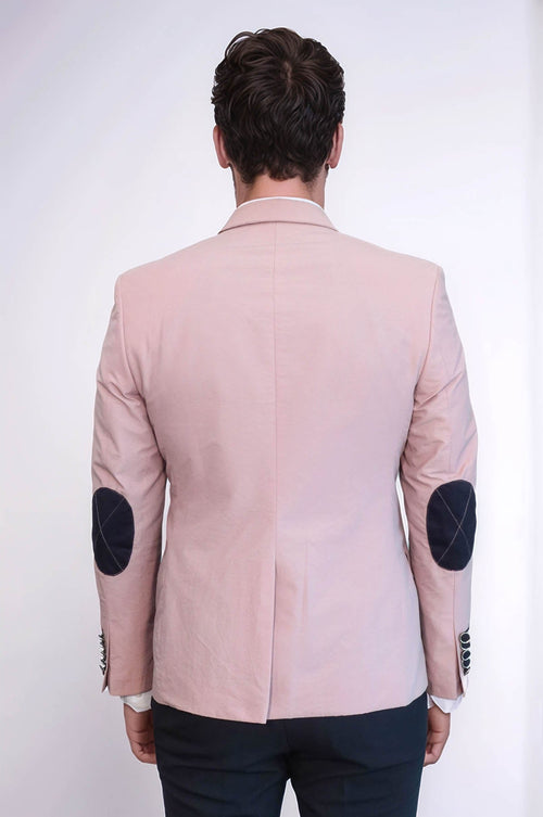 2 Buttons 3 Pockets Crested Cotton Beige Jacket