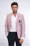 2 Buttons 3 Pockets Crested Cotton Beige Jacket