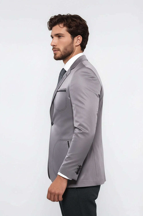 Grey Blazer With Patch Pockets | Wessi
