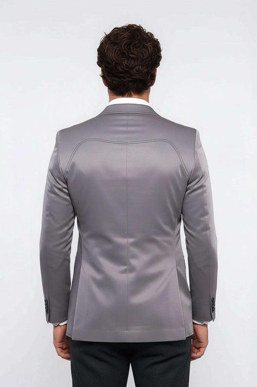 Grey Blazer With Patch Pockets | Wessi