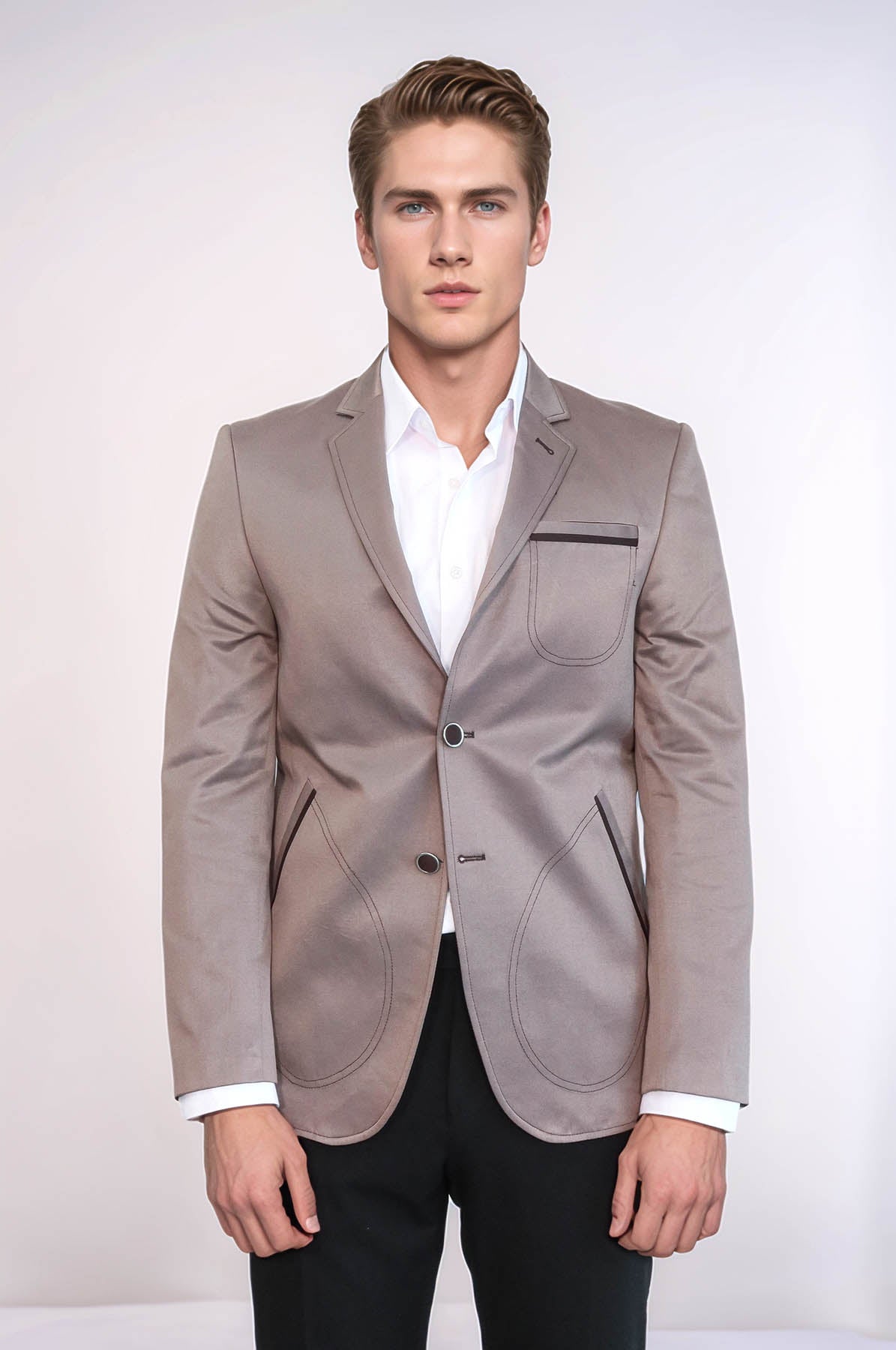 Beige Blazer With Patch Pockets | Wessi