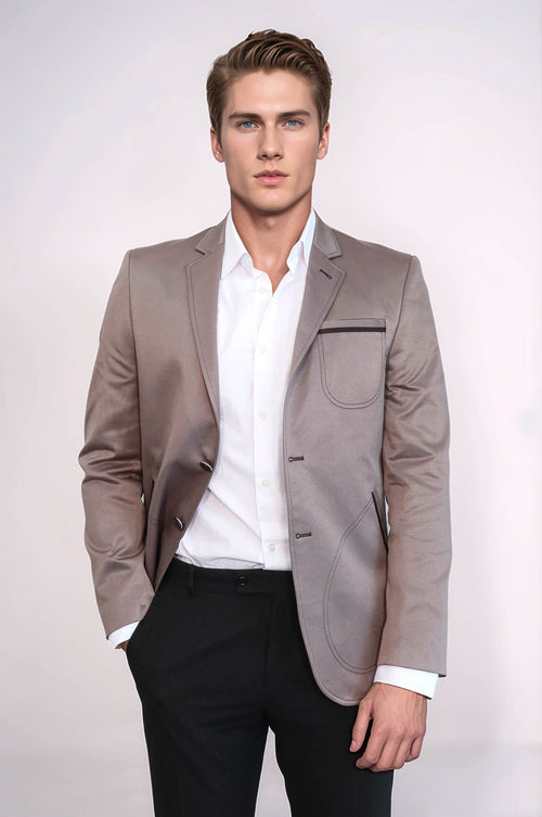 Beige Blazer With Patch Pockets | Wessi