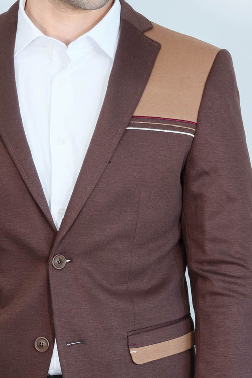 Modeled Slim Fit Brown Blazer - Wessi
