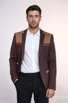 Modeled Slim Fit Brown Blazer - Wessi