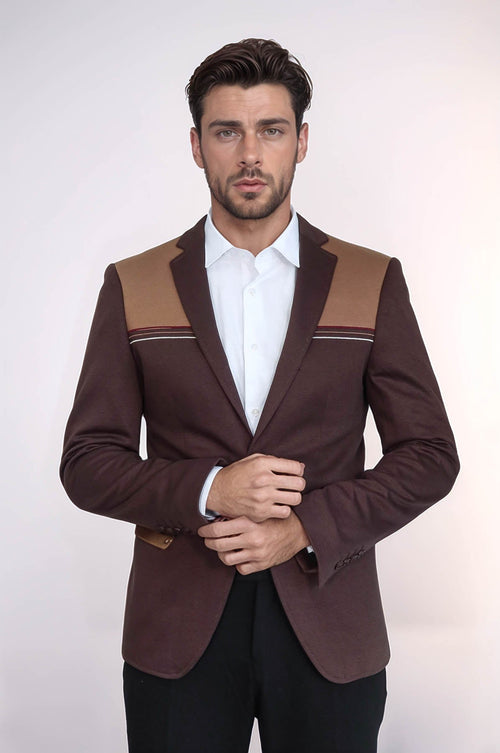 Modeled Slim Fit Brown Blazer - Wessi