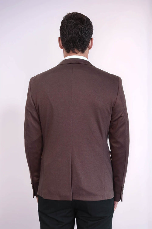 Modeled Slim Fit Brown Blazer - Wessi