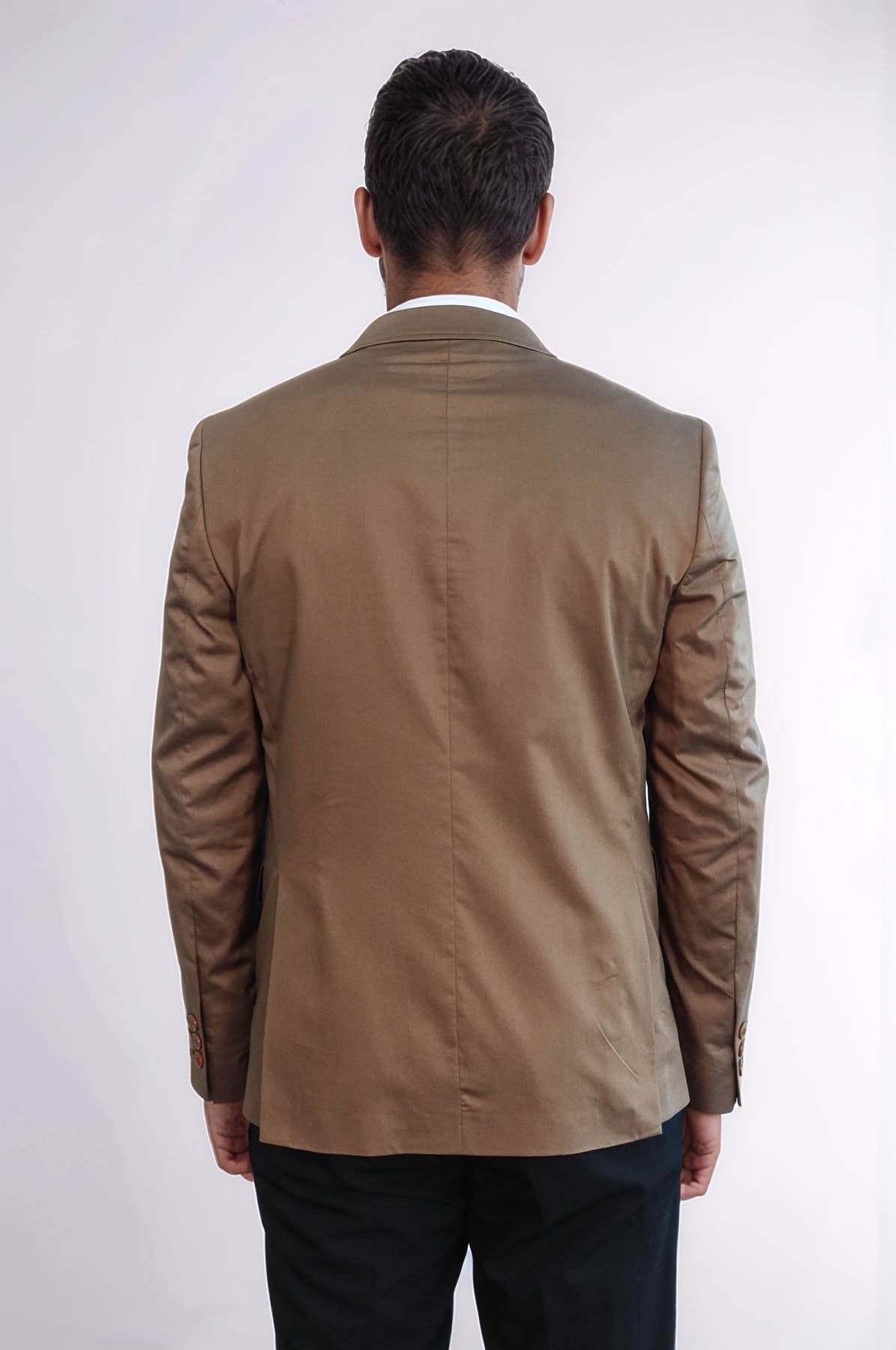 Double Buttons Mono Lapel Shoulder Piece Tan Jacket-Wessi