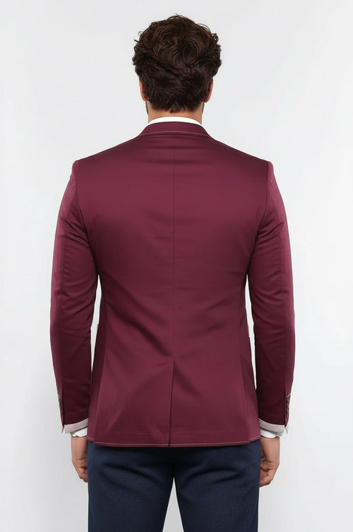 2 Button Bag Pocket Burgundy Jacket-Wessi
