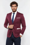 2 Button Bag Pocket Burgundy Jacket-Wessi