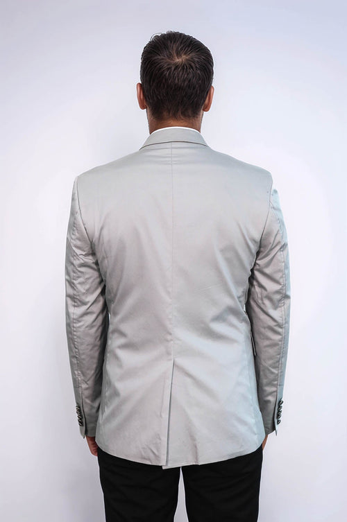 Double Buttons Bag Pocket Shoulder Piece Grey Jacket-Wessi
