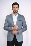 Double Buttons Mono Lapel Bag Pocket Grey Jacket-Wessi