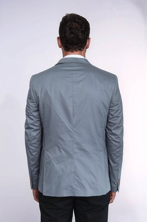 Double Buttons Mono Lapel Bag Pocket Grey Jacket-Wessi