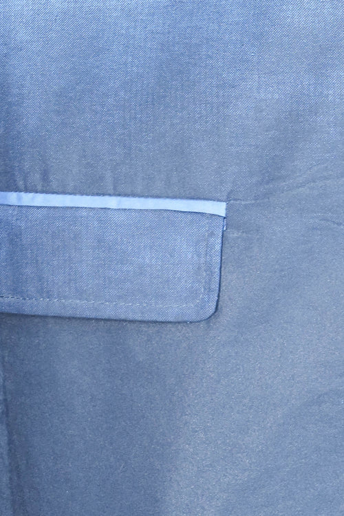 Slim Fit Cotton Blue Blazer - Wessi