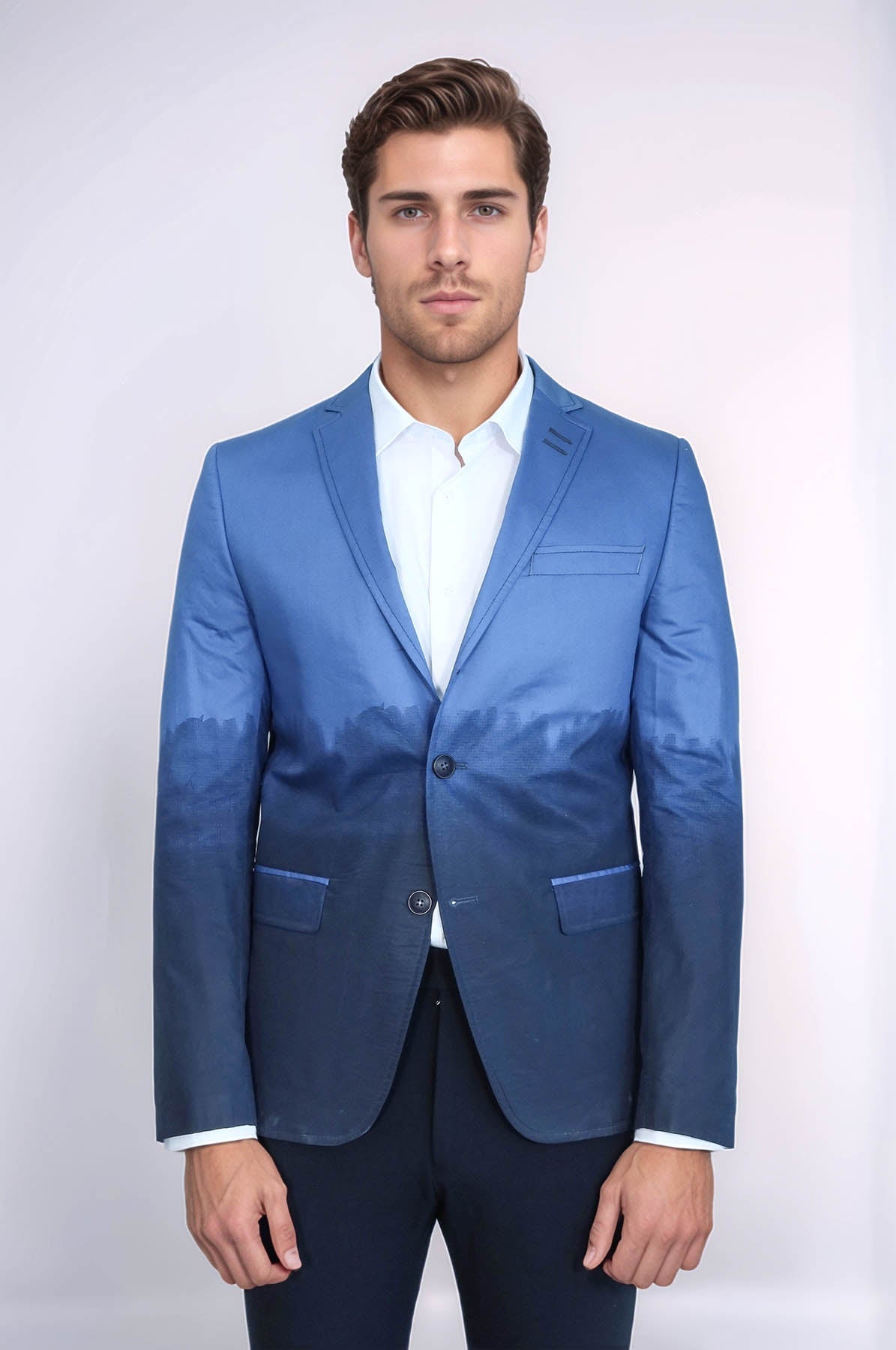 Slim Fit Cotton Blue Blazer - Wessi