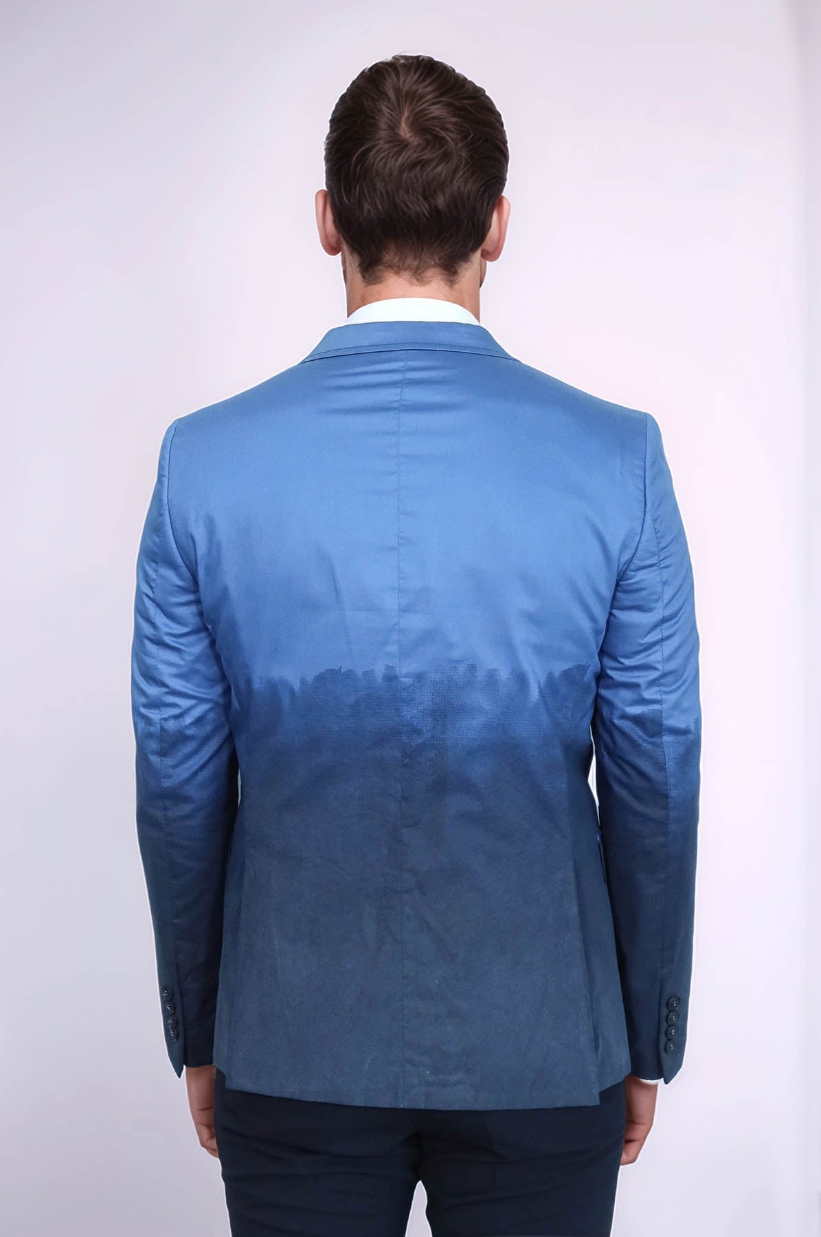 Slim Fit Cotton Blue Blazer - Wessi