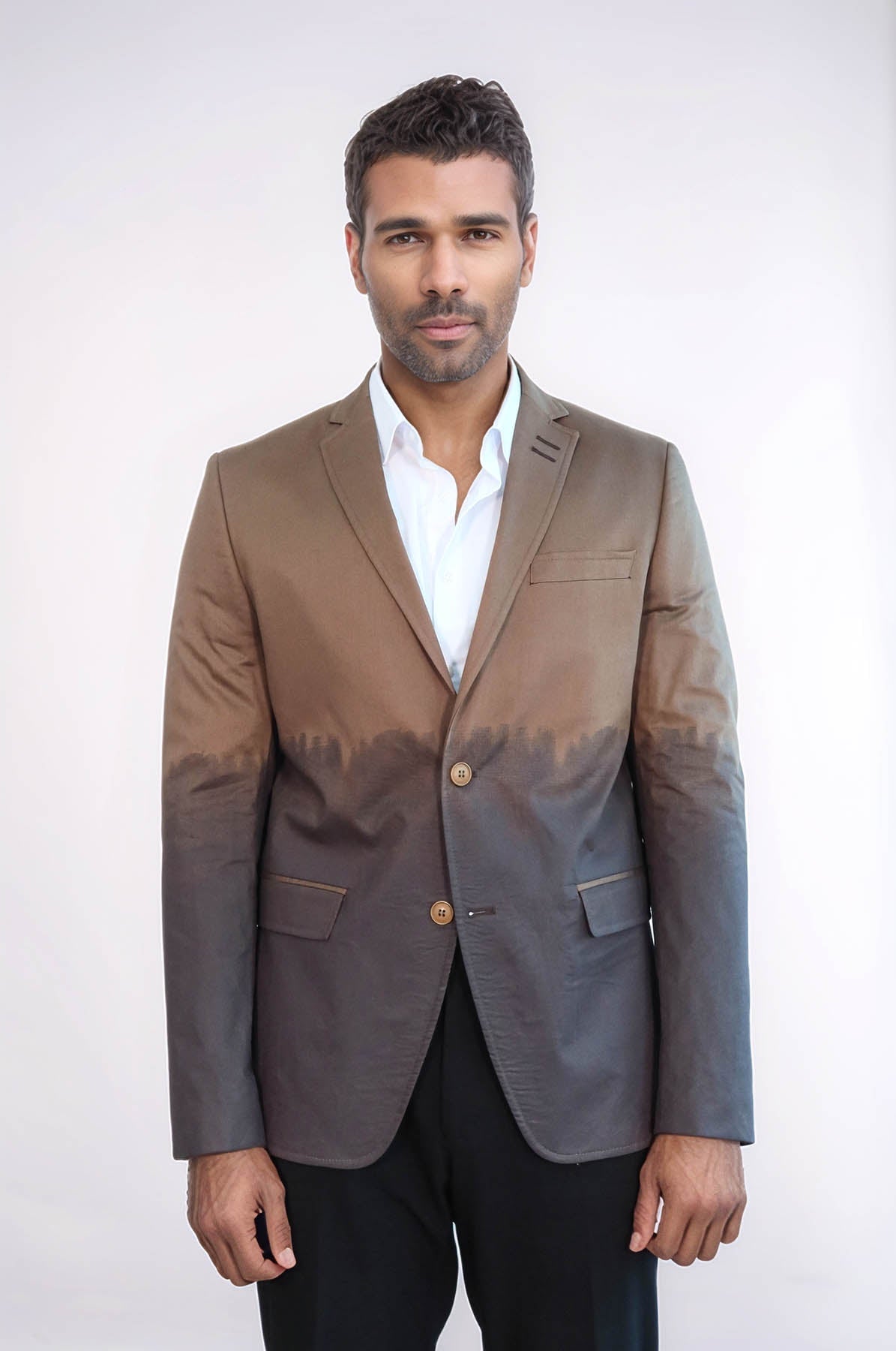 Slim Fit Cotton Brown Blazer - Wessi