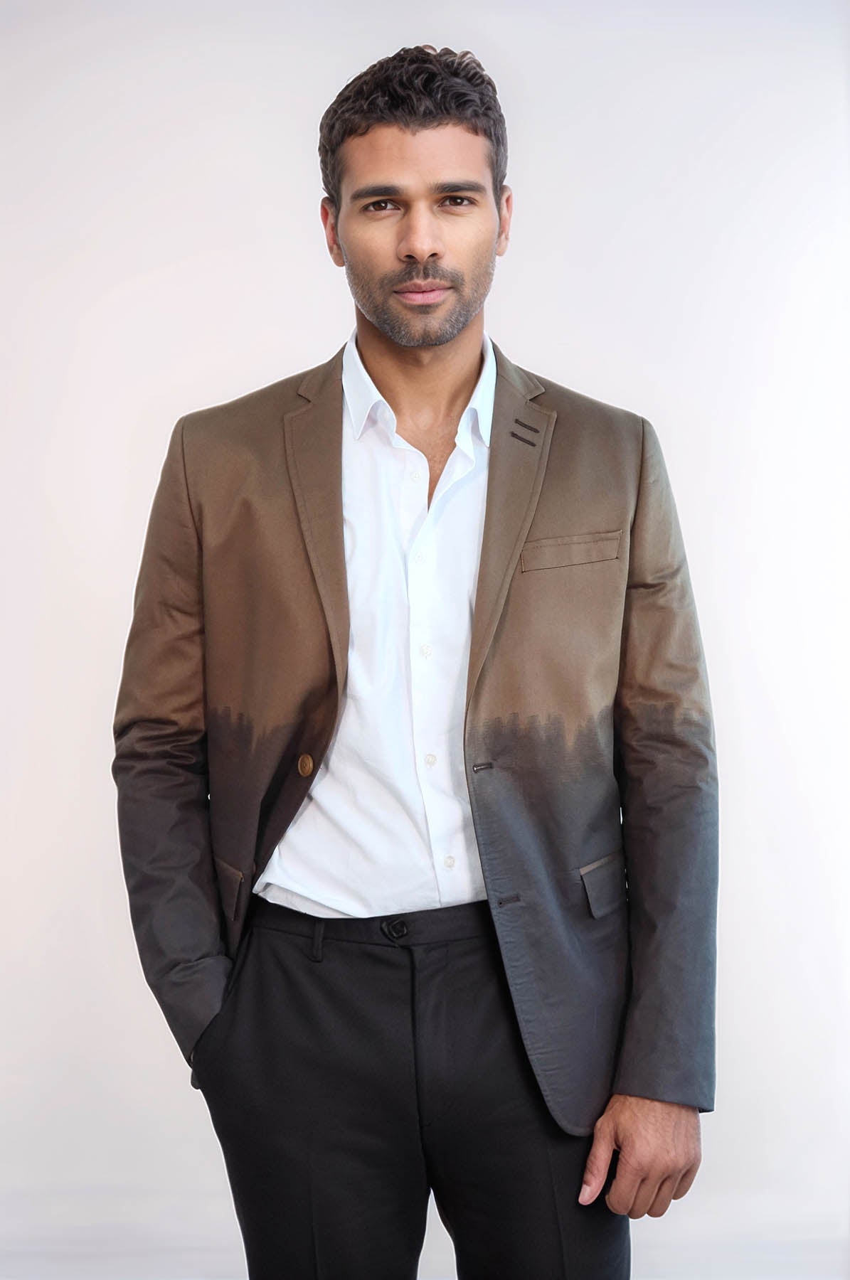 Slim Fit Cotton Brown Blazer - Wessi