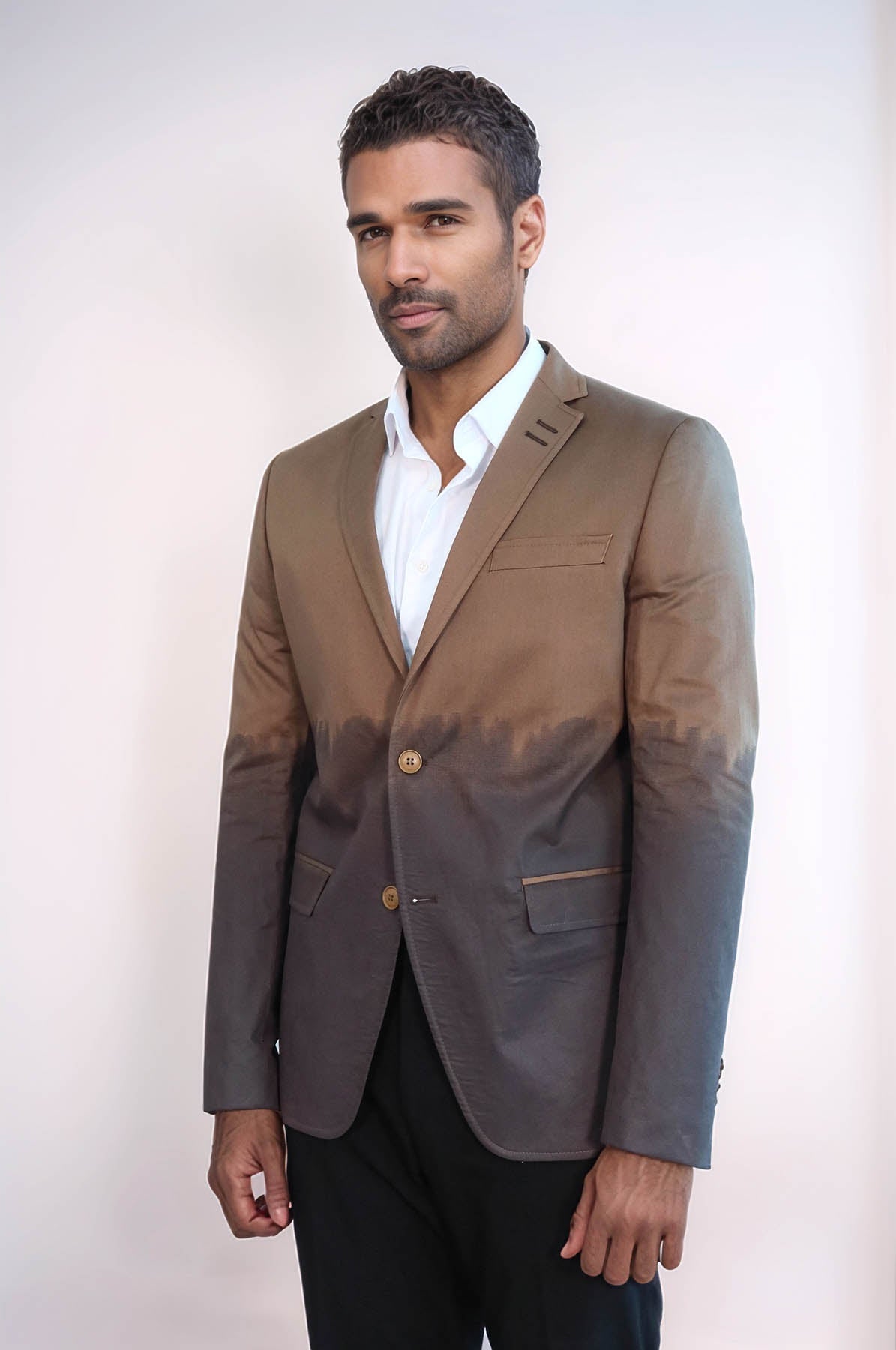 Slim Fit Cotton Brown Blazer - Wessi