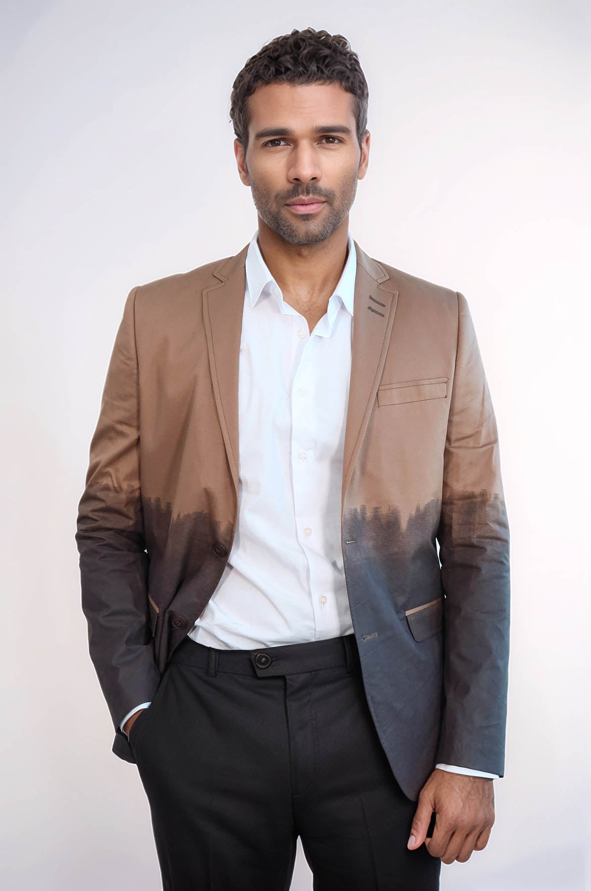 Slim Fit Cotton Brown Blazer - Wessi