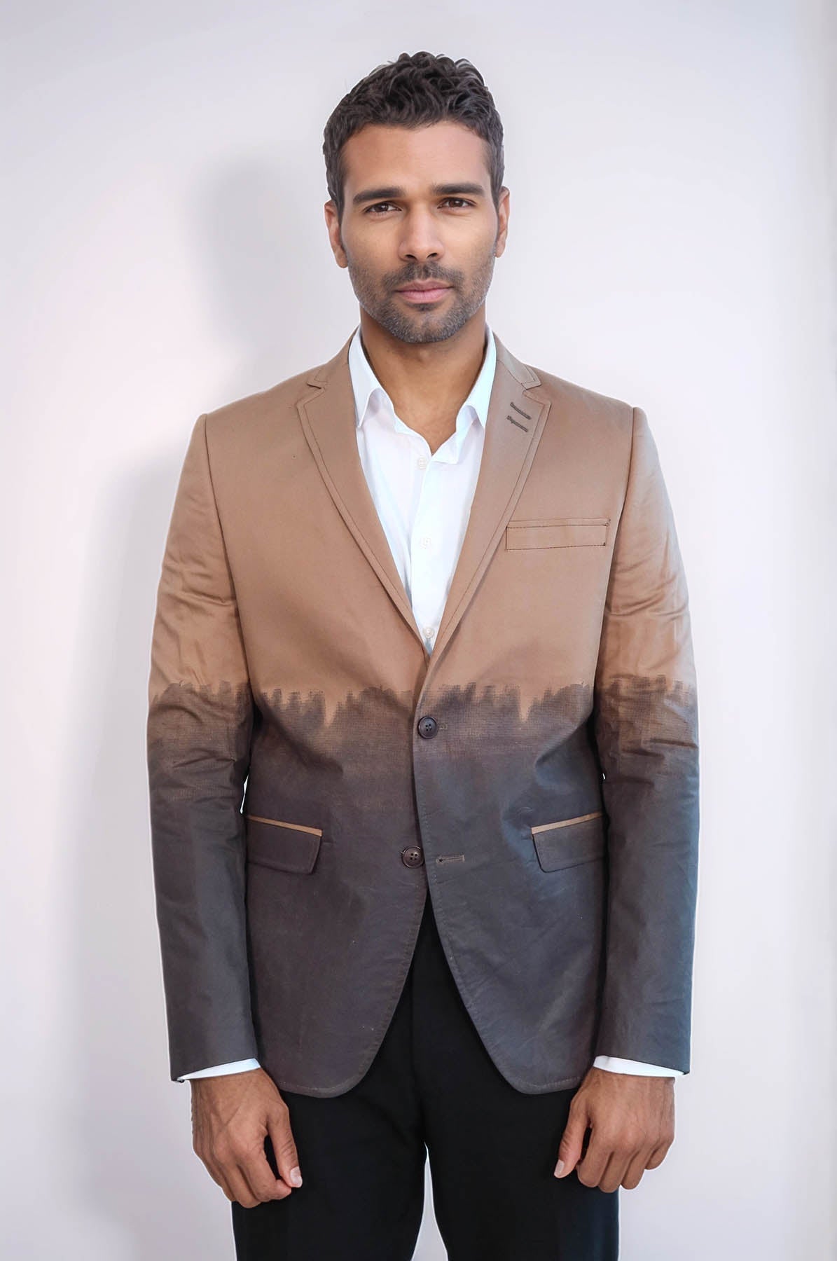 Slim Fit Cotton Brown Blazer - Wessi